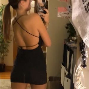 Black bodycon dress w/ cutout strappy back